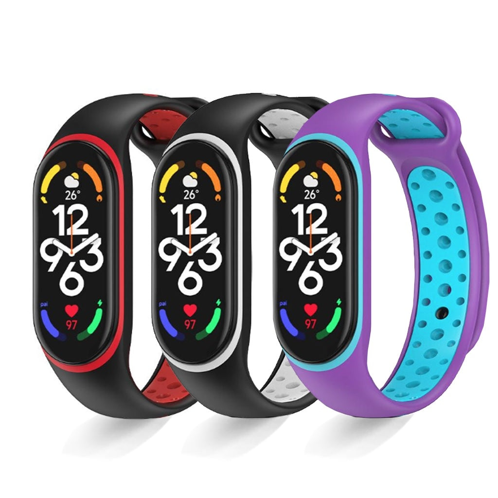 Silicone Strap For Xiaomi Mi Band 3/4, AOne World Hi Quality Soft TPU, Color Strap Porous Anti-Sweat Sport Breathable Strap Buckle Replacement Wrist Straps (Watch Not Included)