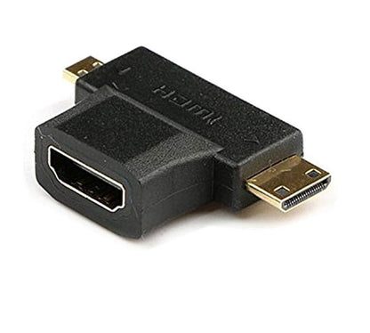 2-in-1 Mini HDMI & Micro HDMI Male to HDMI Female Adapter (Gold Plated) – Compatible with Smartphones, Tablets, Cameras & More