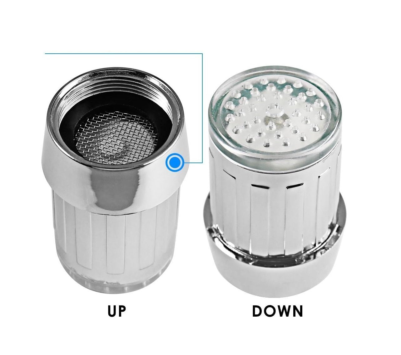 LED Faucet Light Tap Nozzle RGB Temperature Sensor Water Glow Aerator – Color Changing Water Saver for Kitchen & Bathroom