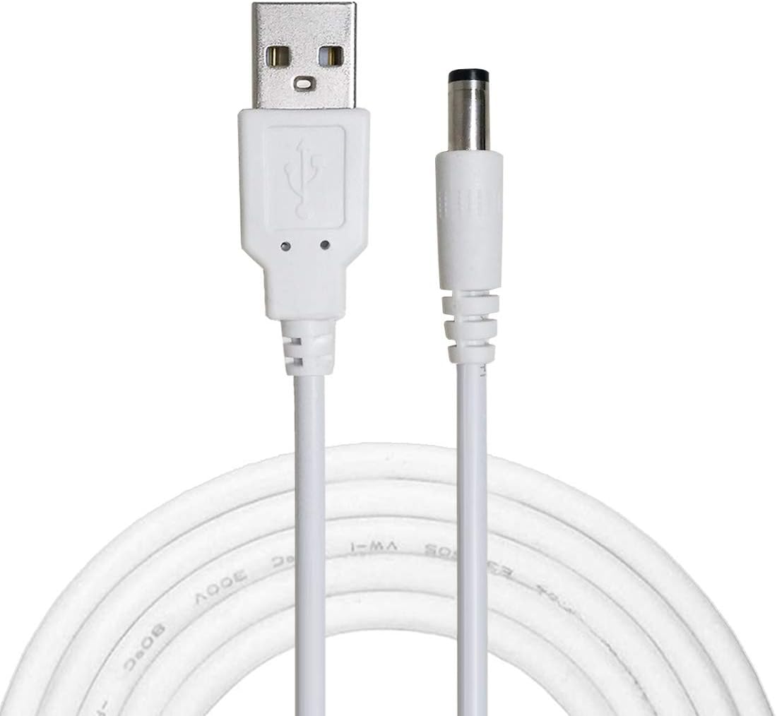 3.5 Meter USB to DC Male Power Cable 5V – USB to 5.5 x 2.1mm DC Plug Charging Converter Cable for Routers, Keyboards & Electronic Devices – White