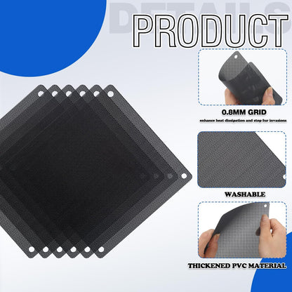 120mm PC Case Fan Filter – Magnetic PVC Dustproof Mesh Cover with screw (Black)