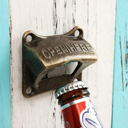 Vintage Bronze Bottle Opener, Wall Mounted Beer & Soda Cap Opener, Rustic Retro Bar Accessory, Heavy Duty Metal Opener