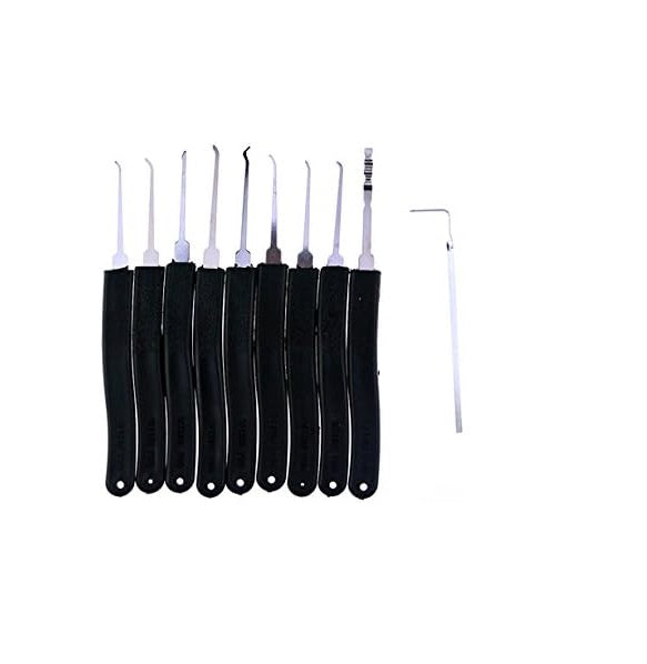 9pcs Lock Pick Tools Set with 1 Tension Wrench – Professional Stainless Steel Lock Picking Kit for Practice, Repair & Locksmith Training