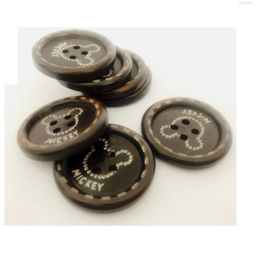 10 pcs Black Wooden Buttons 25mm Round 4 Hole Flat – Sewing, Scrapbooking, Craft & Costume DIY Buttons (New)