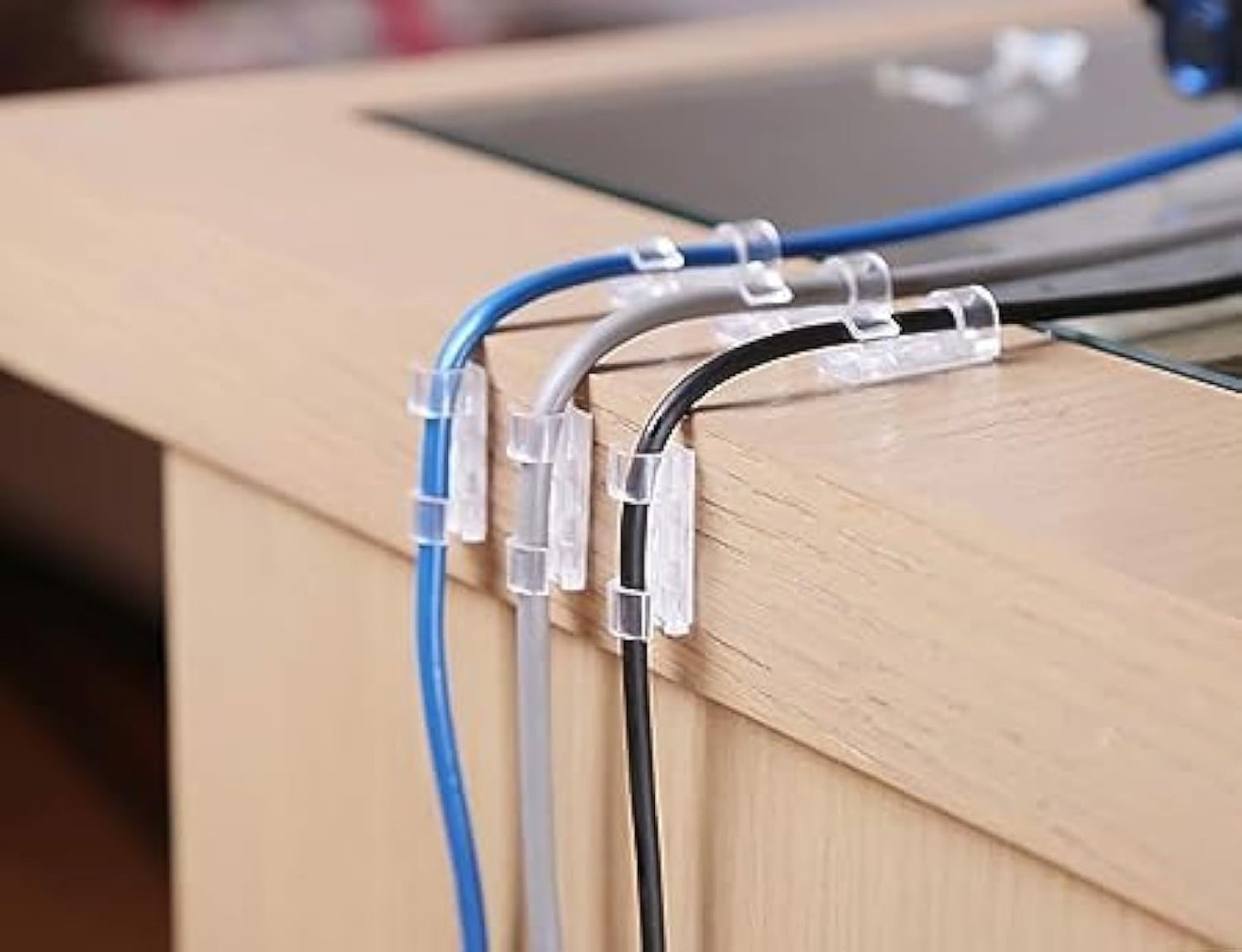 20PCS Transparent Self-Adhesive Cable Clips – Wall Mounted Cord Organizer Holder, Wire Management Clips for USB, Charger, TV, Office & Home