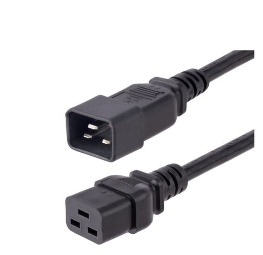 2 Meter IEC C19 to C20 Heavy Duty Power Extension Cable 16A 250V | 14AWG Heavy Gauge Extension Cord | Server, UPS & PDU Power Cord