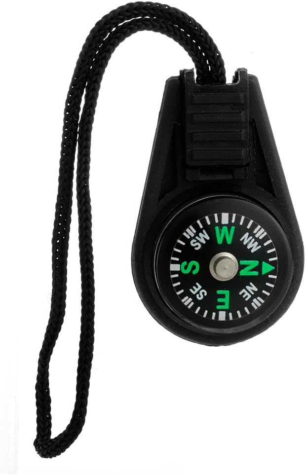 Mini Zipper Pull Compass Backpack Strap Charm – Waterproof Sport Survival Compass with 51M Depth Blackout Dial | Outdoor Hiking Gear Accessory (Black)