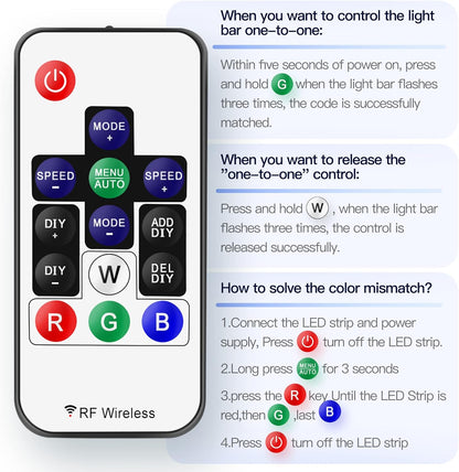 RF LED Strip Remote Controller – 14-Key for RGBIC 5-24V