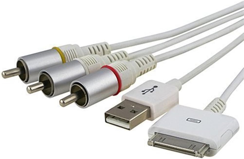 USB to RCA Composite AV Cable for Apple iPad 1/2, iPhone & iPod – TV Video Audio Output Cable (3 RCA, Yellow/Red/White)