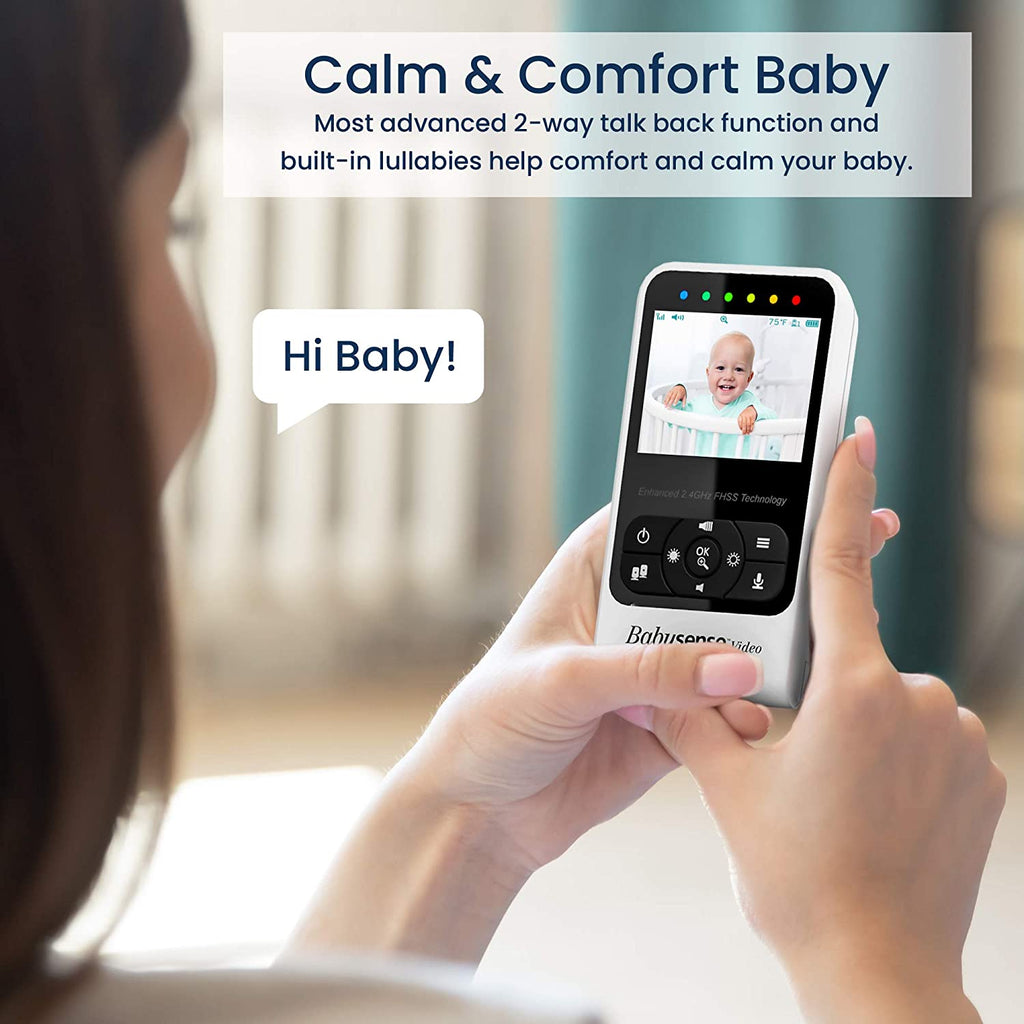 Babysense Video Baby Monitor with Camera and Audio, 2.4" Display, Supplied with Two Cameras, Long Range, Room Temperature, Night Vision, Two Way Talk Back, Lullabies and White Noise, Model V24R_2