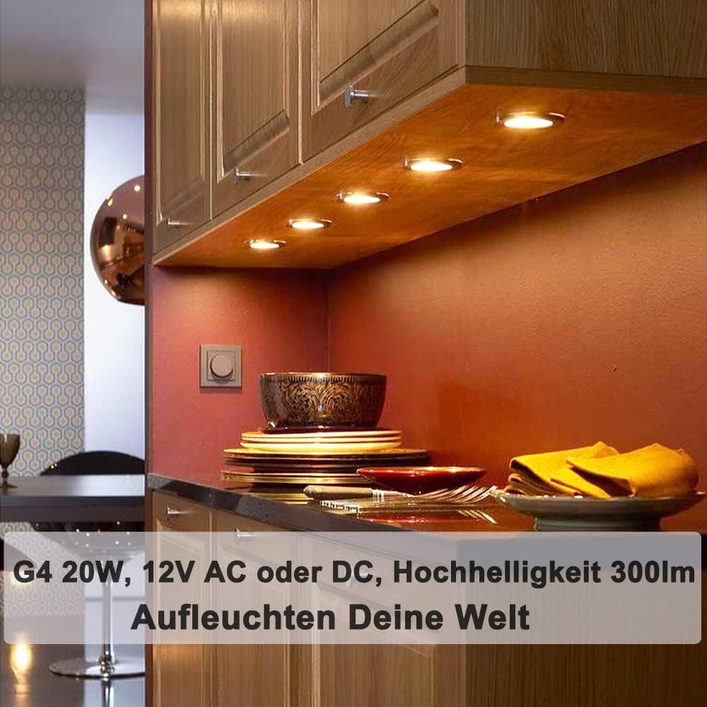G4 Dimmable Halogen Bulb 20W 12V – Warm White 2800K Capsule Light for Ceiling, Table & Cabinet Lighting