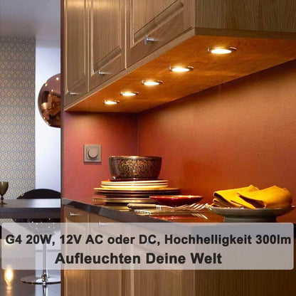 G4 Dimmable Halogen Bulb 20W 12V – Warm White 2800K Capsule Light for Ceiling, Table & Cabinet Lighting