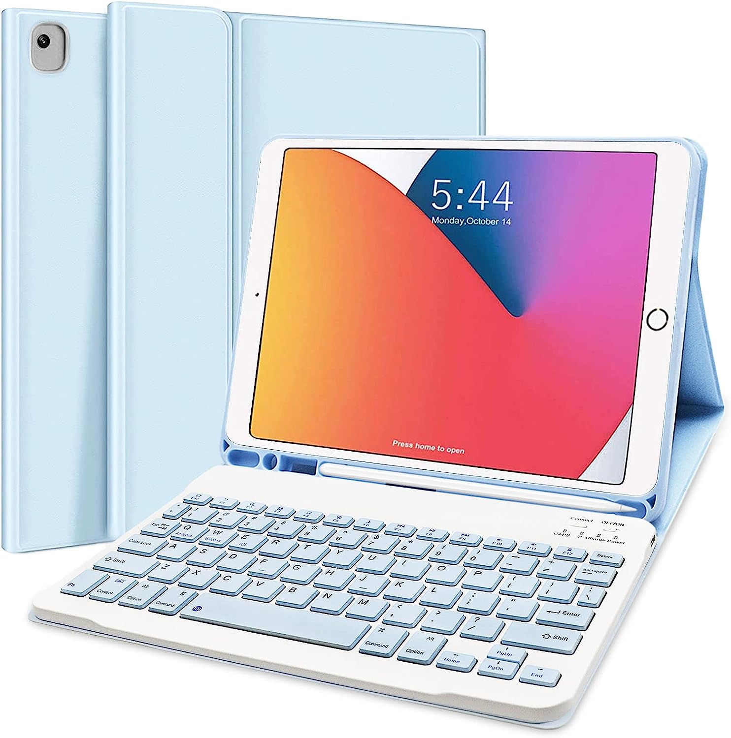 10.2 Inch Apple iPad Keyboard Case – Sky Blue | Smart Bluetooth Keyboard Cover for iPad 9th/8th/7th Generation