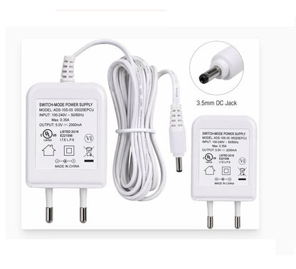 5V 2000mA Switching Power Supply Adapter 100-240V AC to DC | 3.5mm DC Jack | 2 Meter Cable | High Efficiency Charger