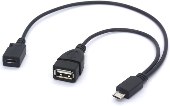 Micro USB OTG Y Cable – Micro USB Male to USB Female + Charging Port Adapter for Smartphones & Tablets
