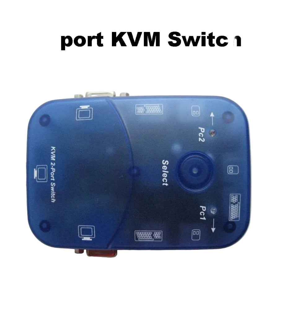 Branded Used KVM 2-Port Switch KVM-102-01 VGA PS/2 with Cables | Control 2 PCs with 1 Monitor, Keyboard & Mouse
