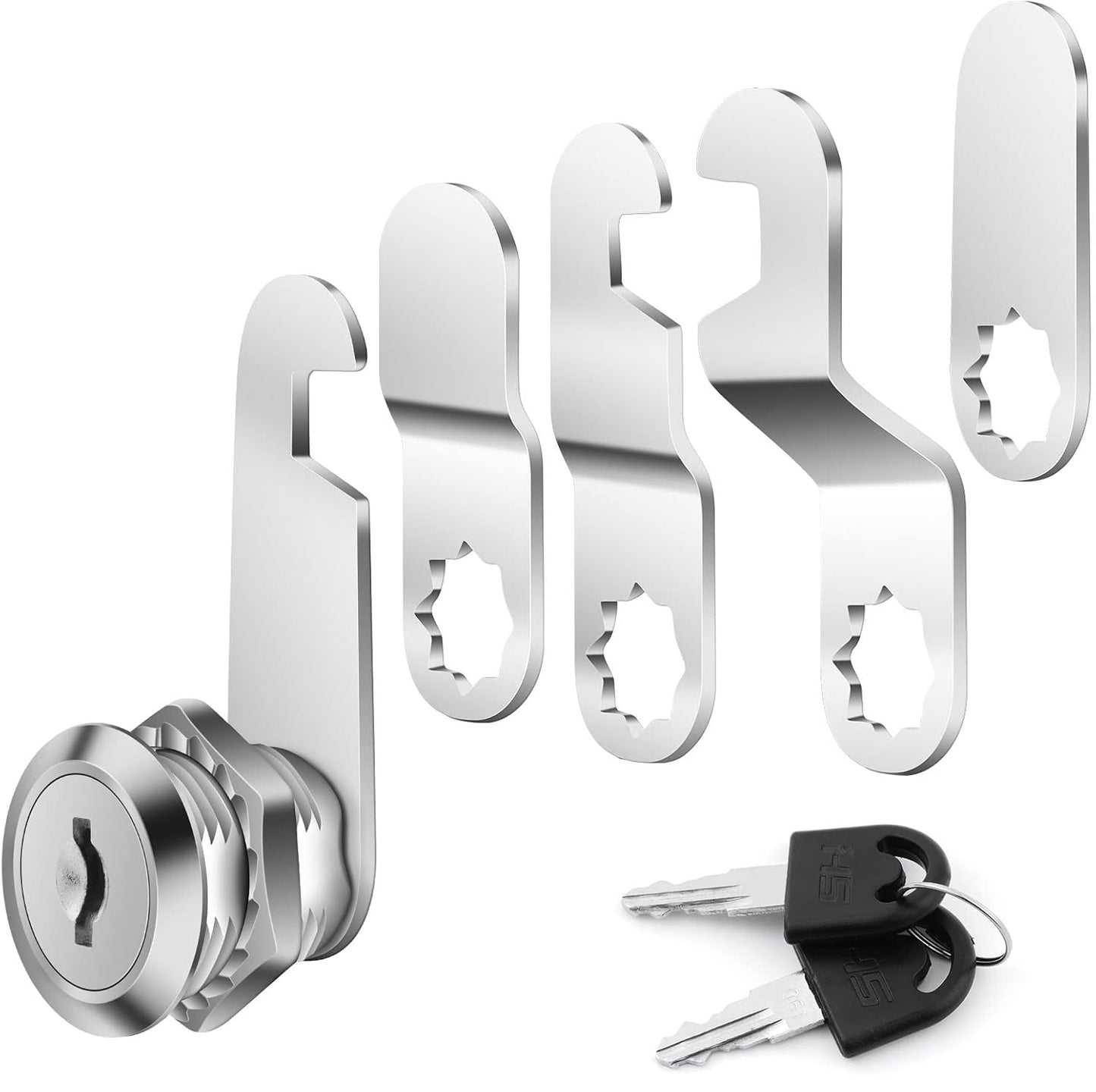 Flintronic 16mm Security Mailbox Cam Lock with 2 Keys & 5 Locking Plates – Cabinet, Drawer, File Cabinet & Tool Box Locking Solution