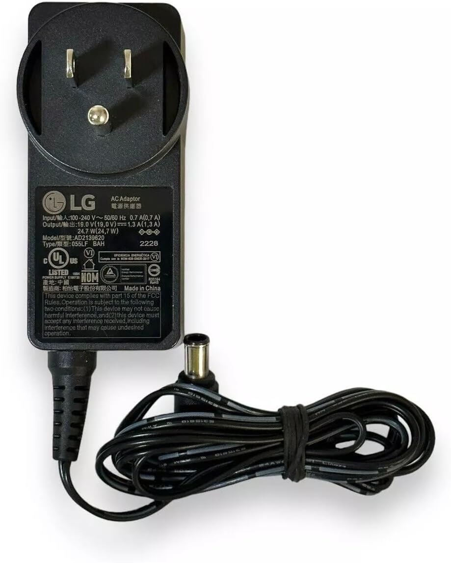 19V 1.3A 24.7W Power Adapter for 19"–24" LED LCD Monitor & TV | Compatible Replacement AC/DC Power Supply