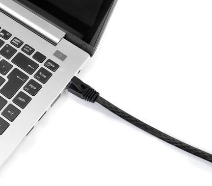 Flat Cat5 Ethernet Cable 2M – Low Profile RJ45 Gigabit LAN Patch Cable 1000Mbps Pure Copper Network Cable (Black)