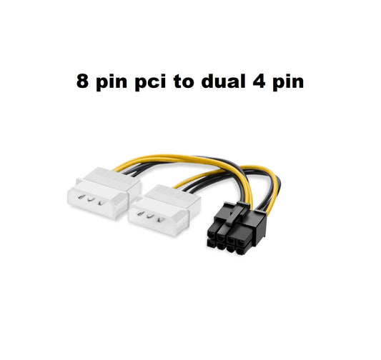 8-Pin PCI Express to Dual 4-Pin Molex LP4 Graphics Card Power Cable PCI-E ATX PSU Power Converter Adapter Cable Pack of 1