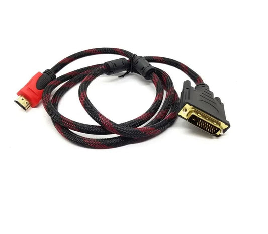 Branded HDMI to DVI Cable 2M (24+1 Pin) – Full HD 1080p Gold Plated Connector | Premium Quality Video Converter Cable