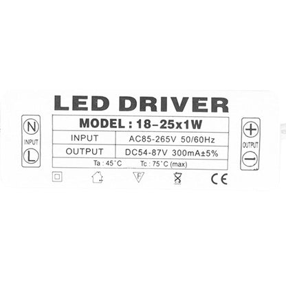 Lighting Driver LED Power Driver ABS 18-25x1W Constant Current 300mA LED Driver Transformer AC 85-265V to 54-87V DC