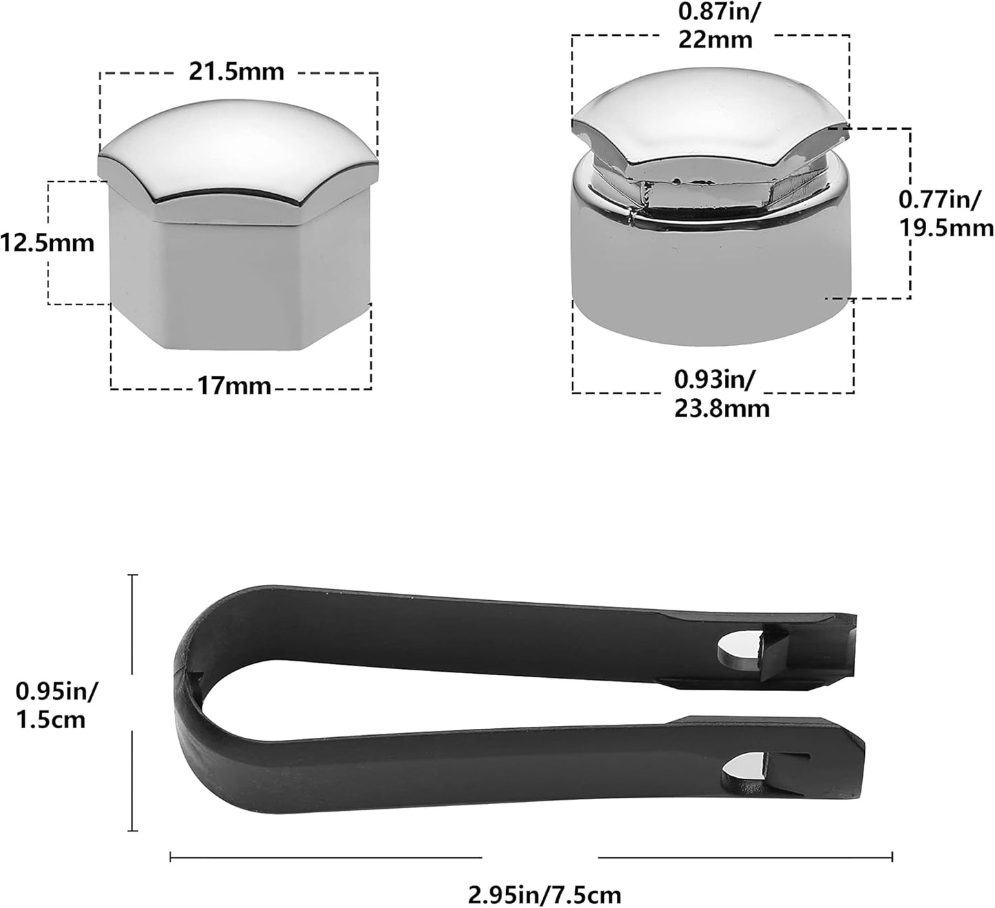 Caps for wheel bolts 17 mm  16pcswith a lock (nickel plated)