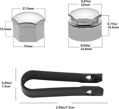Caps for wheel bolts 17 mm  16pcswith a lock (nickel plated)