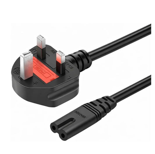 Universal UK Plug 2 Prong Power Cord – 2 Meter AC Power Cable for LED TV, Printer, Gaming Console, Kettle & More