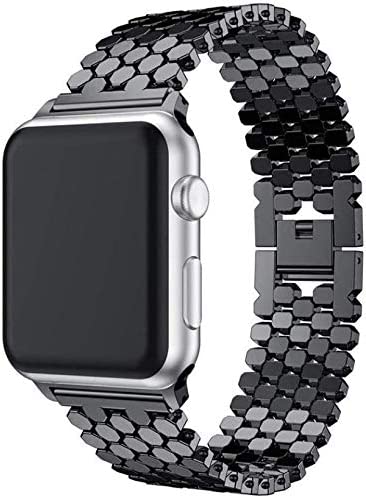 i Watch Replacement for Smart Watch  42mm / 44mm /45mm Fish-Scale Pattern IWatch Stainless Steel Chain Zinc Alloy Steel Strip for I Watch Series 5 4 3 2 1