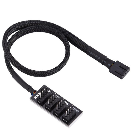 4 Pin 1 to 4 CPU Fan extension PWM Fan Hub, 4-Pin Computer CPU/Case Fan Power Multi Splitter Connector Cable Adapter for Computer Cooler Fans