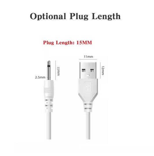 USB Power Charging Cord 2.5mm – Fast Charging DC Cable for Rechargeable Massagers