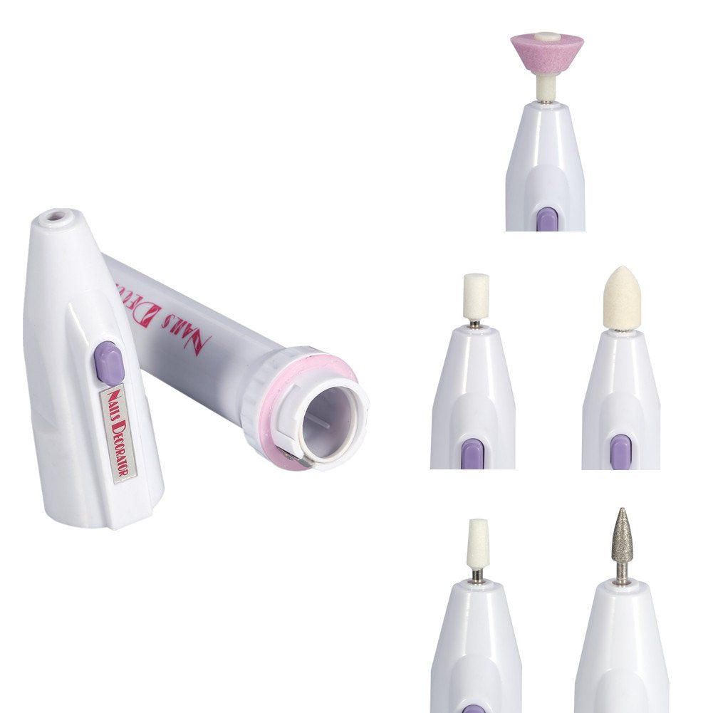 Electric Nail Grinder Polisher Manicure Set, Mini Nail Grinder Polisher kit Manicure Pedicure Machine Tool with 5Pcs Bits for Removing Dead Skin