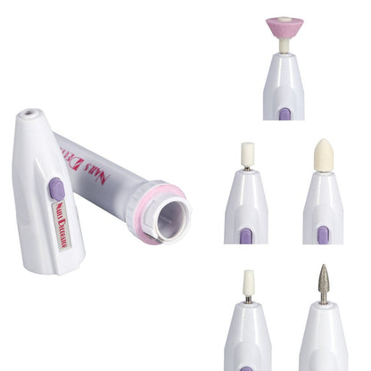 Electric Nail Grinder Polisher Manicure Set, Mini Nail Grinder Polisher kit Manicure Pedicure Machine Tool with 5Pcs Bits for Removing Dead Skin