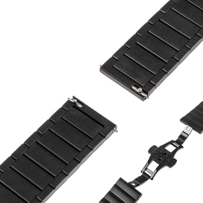 22mm Watch Strap Stainless Steel Metal Compatible All Smartwatch Belt Matte Finish Luxury Band Black 90 G