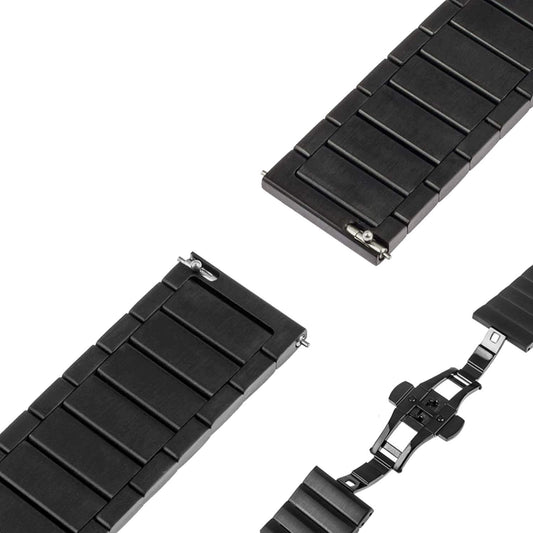 22mm Watch Strap Stainless Steel Metal Compatible All Smartwatch Belt Matte Finish Luxury Band Black 90 G