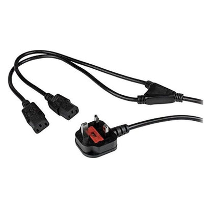 2.5 m Power Cable Y Splitter – BS 1363 to Dual C13, 18AWG, 10A 250V AC Cord for PC, Monitor & Electronics