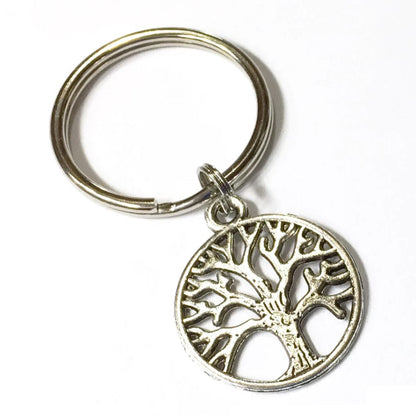 Tree of life keychain All Metal Antique Silver Family Gift Key Ring