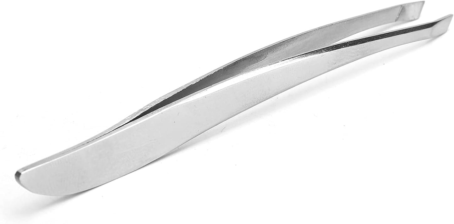 Premium Slant Tip Eyebrow Tweezers – German Stainless Steel Hair Plucking Tool | Precision Facial Hair Remover for Women & Men | Professional Quality