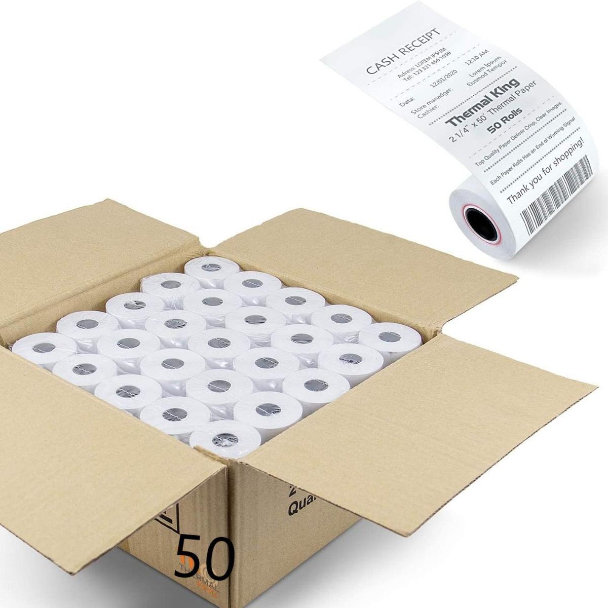 Pack of 50 - POS Thermal Printer Roll 3 inch , 80mm x 40 meter / Roll  White Paper Quality A Plus