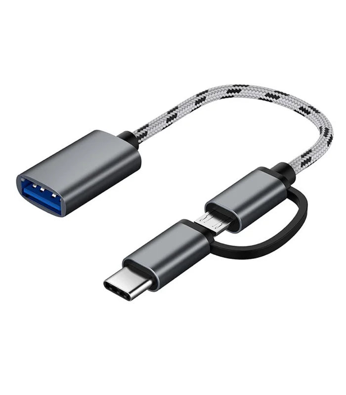 2 in 1 USB 3.0 OTG adapter Type C Micro USB to USB cable grey