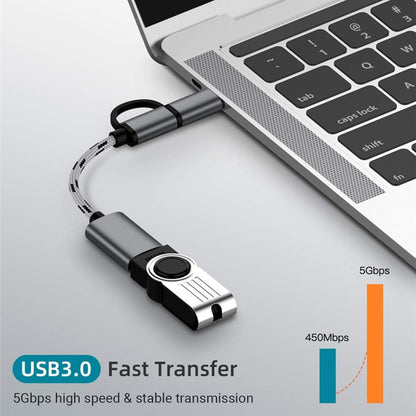 2 in 1 USB 3.0 OTG adapter Type C Micro USB to USB cable grey