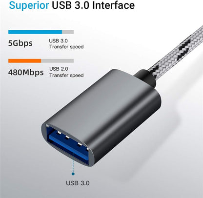 2 in 1 USB 3.0 OTG adapter Type C Micro USB to USB cable grey