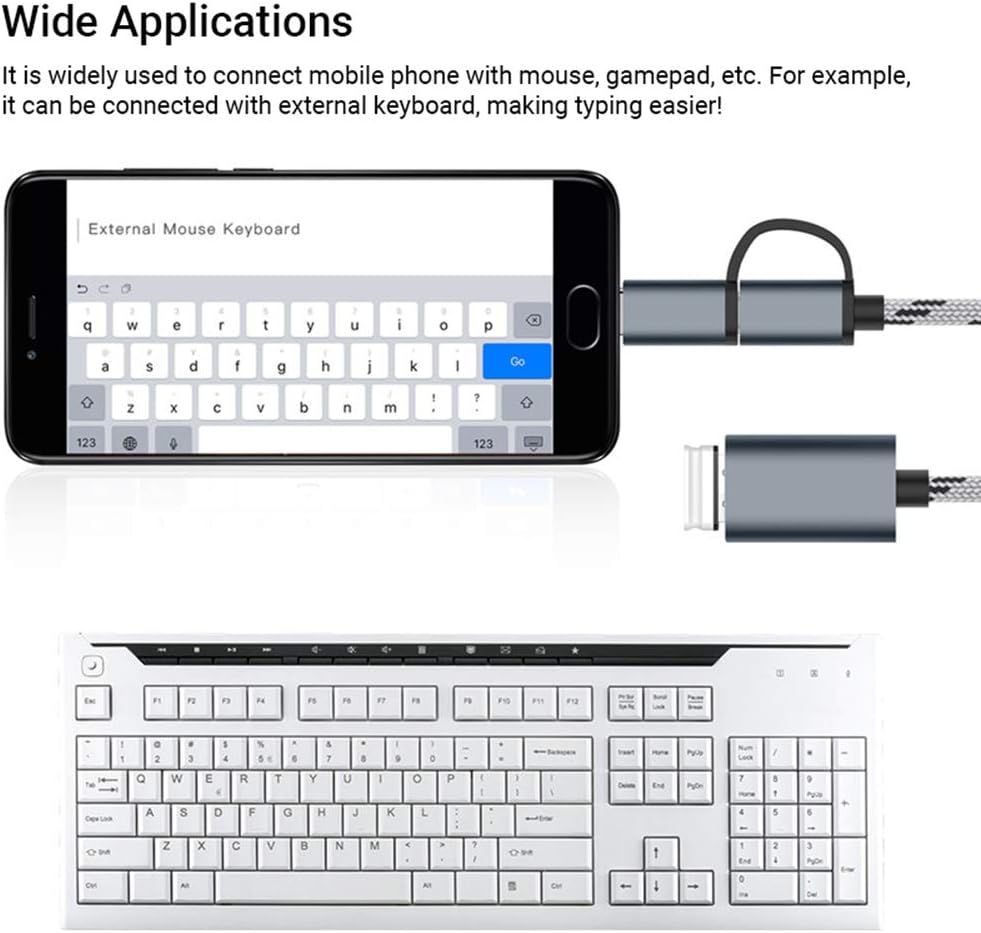 2 in 1 USB 3.0 OTG adapter Type C Micro USB to USB cable grey