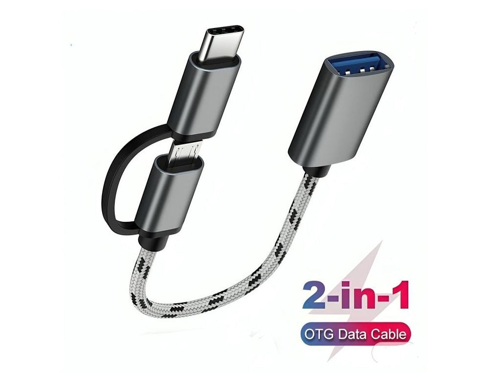 2 in 1 USB 3.0 OTG adapter Type C Micro USB to USB cable grey