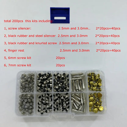 200Pcs Professional Hairdressing Scissor Repair Kit – Screws, Bumpers, Finger Rings & Adjuster Tools with Storage Box