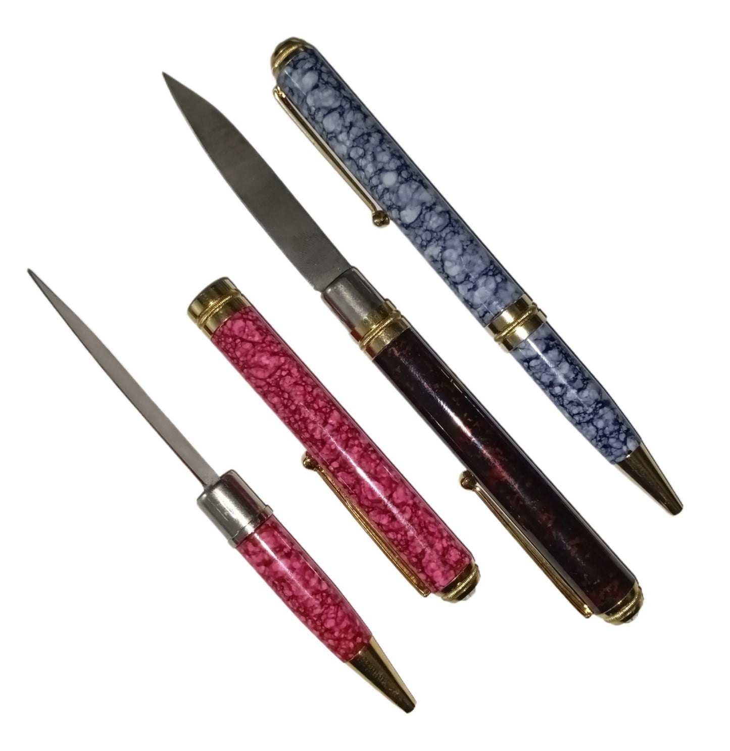✒️ Premium Solid Metal Made Marble Pattern Pockit Pen & Letter Opener Frute Cuting Self Defance Set  Elegant Design | Office & Gift Use