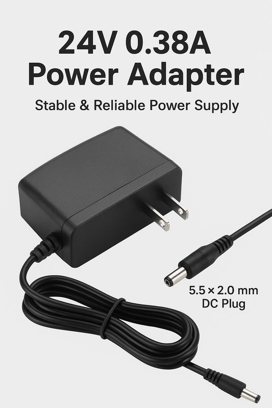 **⚡ 24V 0.38A AC Power Adapter – 5.5×2.0 mm Pin  Stable 24V Power Supply for LED Lights, Routers, Cameras & Electronics**