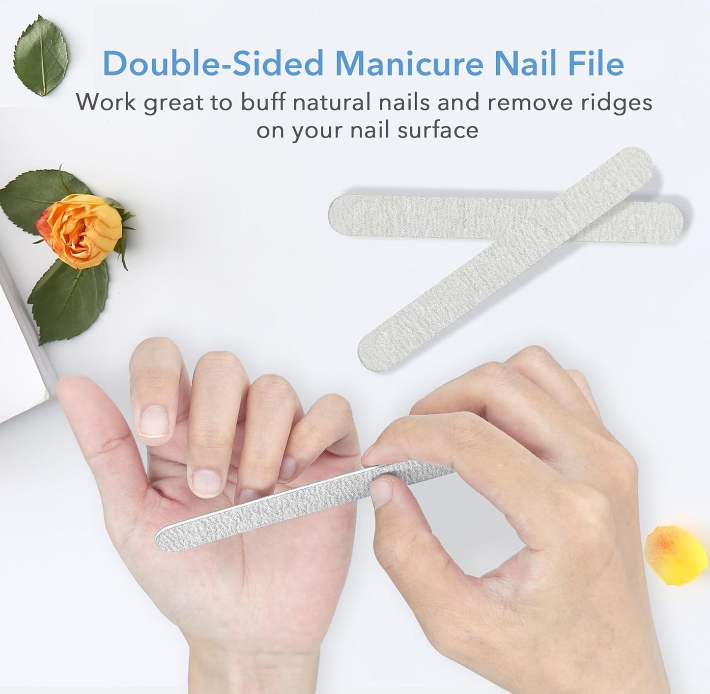 Professional Dual-Grit Nail File 100/180 – 17.8cm Salon-Grade Manicure & Pedicure Nail Buffer