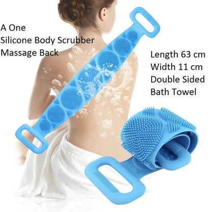 Body Wash Silicone 150g 62 x 11cm Body Scrubber Belt Double Side Shower Belt Silicone Bath Body Brush A One Back Cleaning Exfoliating Body Scrubber Bath Shower Towel Silicone Body Wash Scrubber Belt for Men and Women